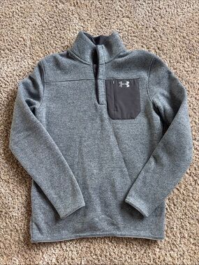 Under Armour Heather Gray Half-Zip Pullover with Dark Chest Pocket